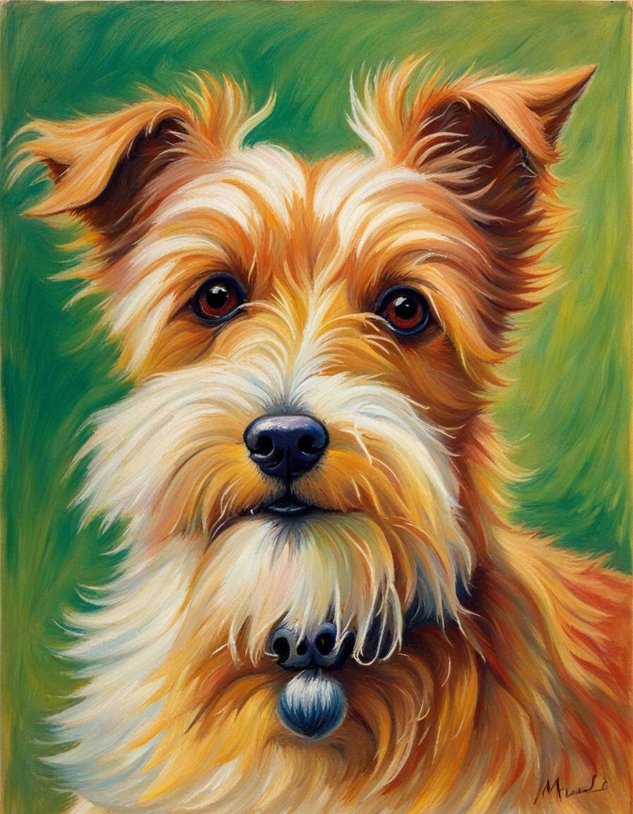 Adorable Terrier in Oil Pastel Style