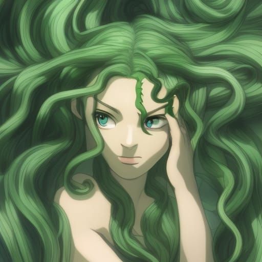 Medusa with Snake Hair in Anime Style