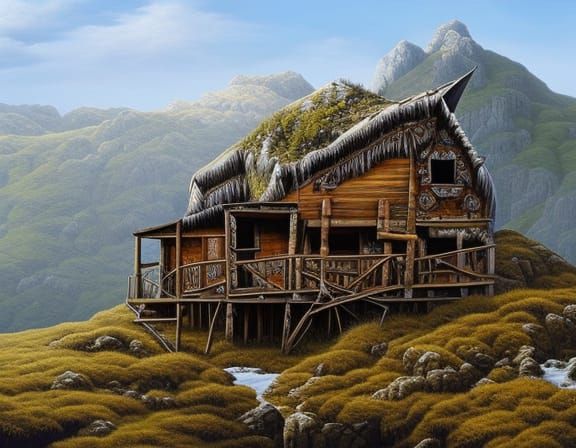 A Large Cabin Built High in the Mountains Used Year Round