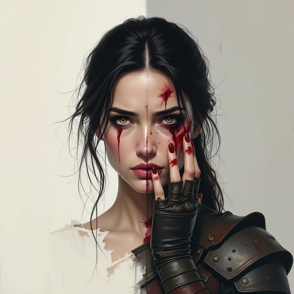 Warrior Writer's Gaze: A Hyperrealistic Portrait