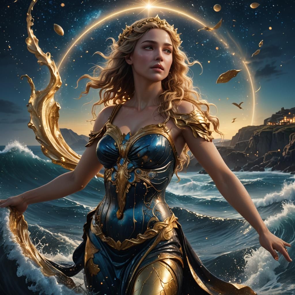 Aphrodite Rising: Fantasy Portrait in Art Nouveau Style