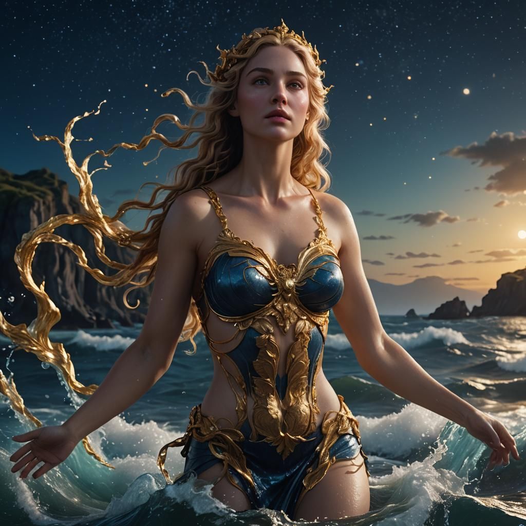Aphrodite Rising: Hyperrealistic Digital Matte Painting