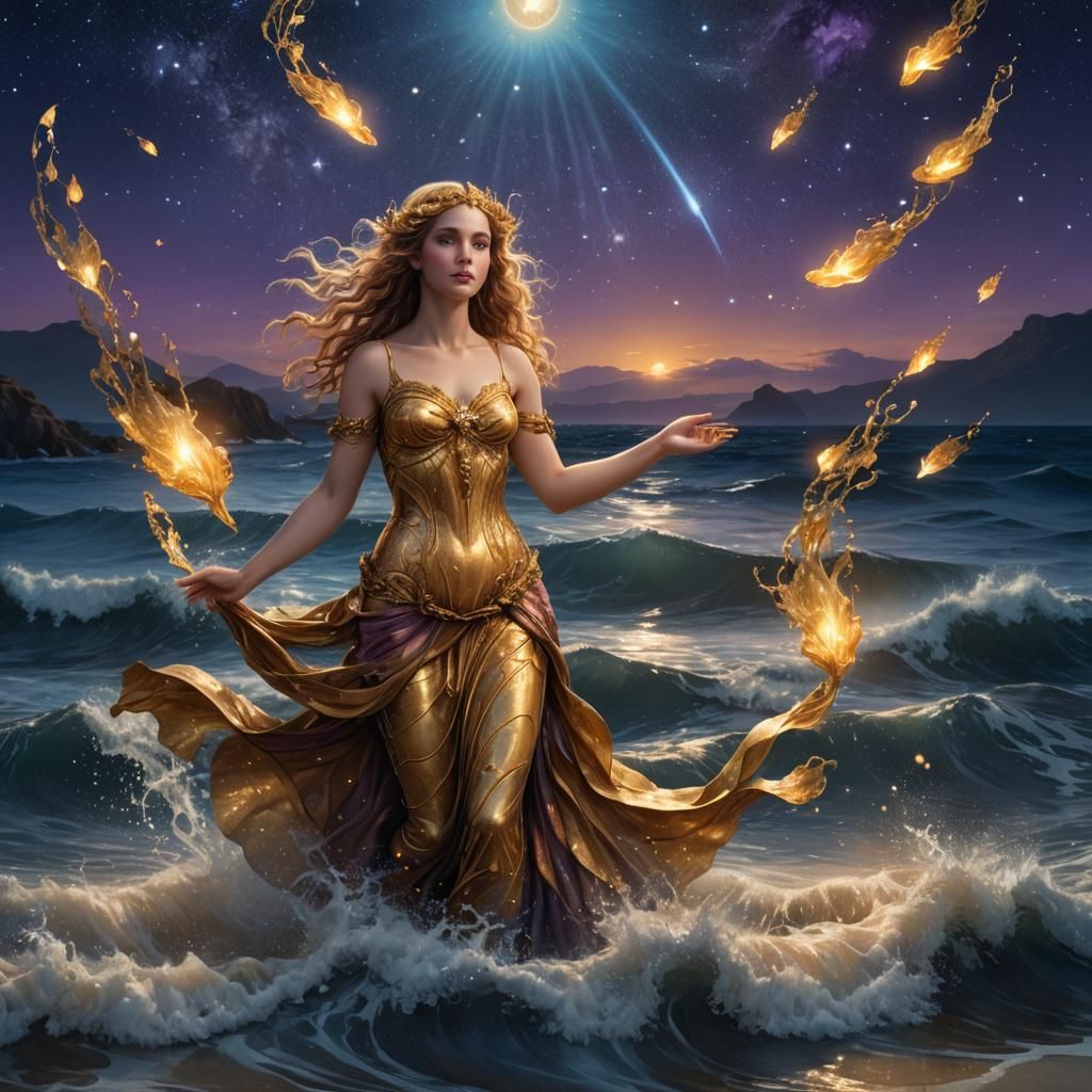 Aphrodite Emerges from the Sea: A Pre-Raphaelite Vision