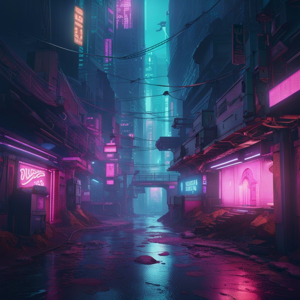 Vaporwave Scene in Blade Runner Style