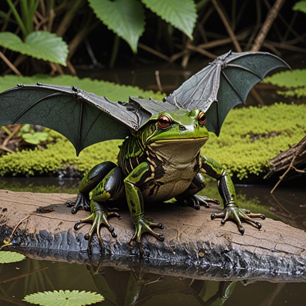 Giant Winged Frog in Welsh Swamp