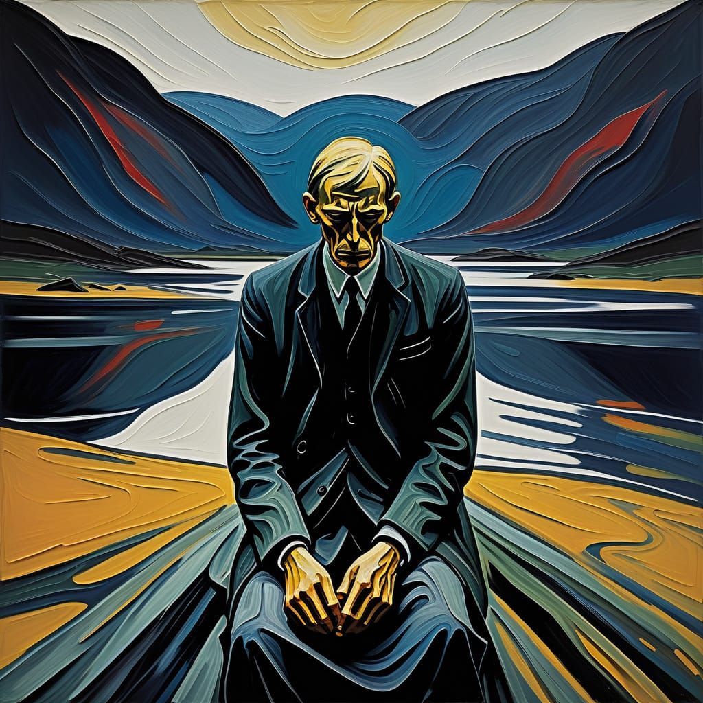 Expressionist Figure in Moody, Emotive Art Style