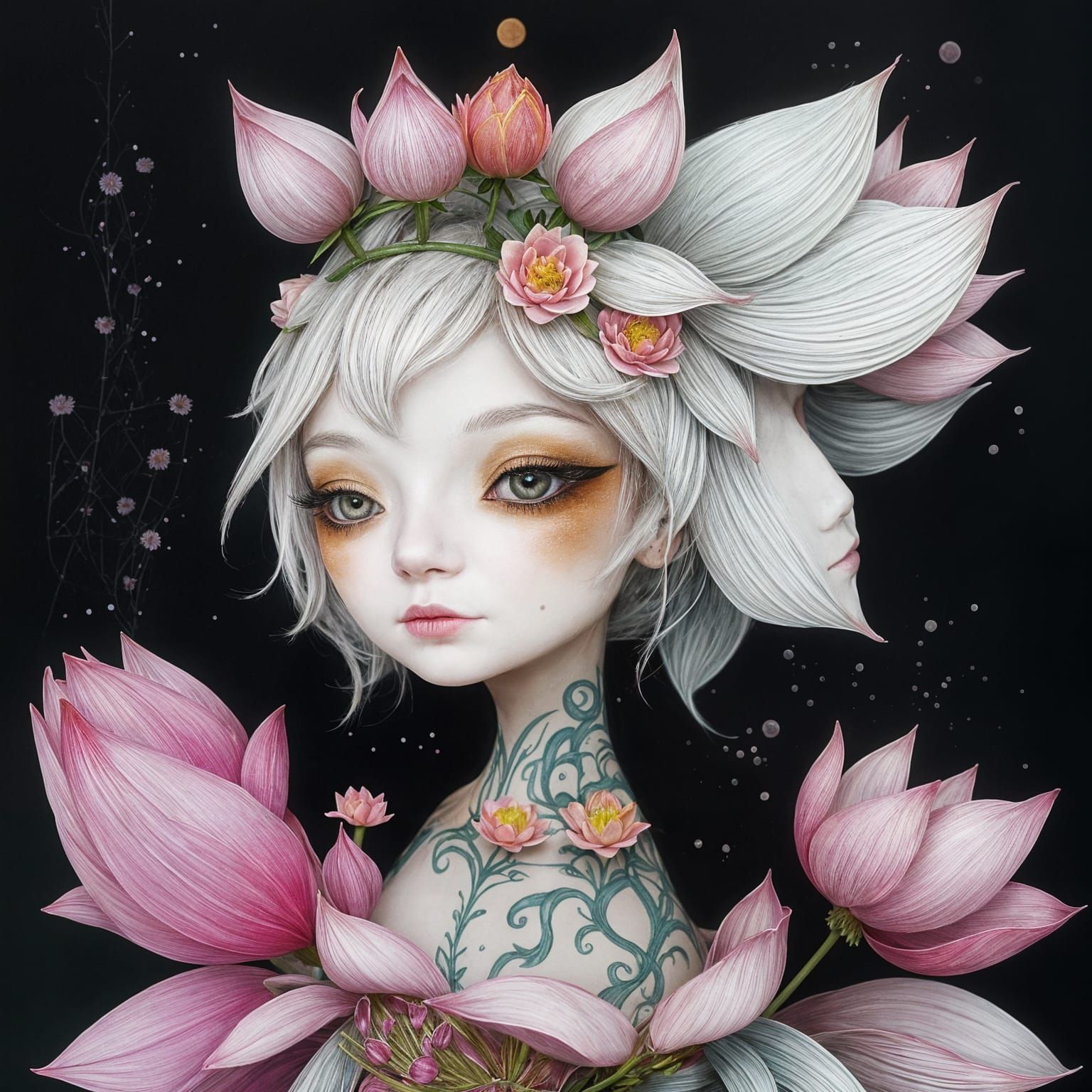 Ethereal Lotus Goddess Unfurls in Soft Pastel Hues