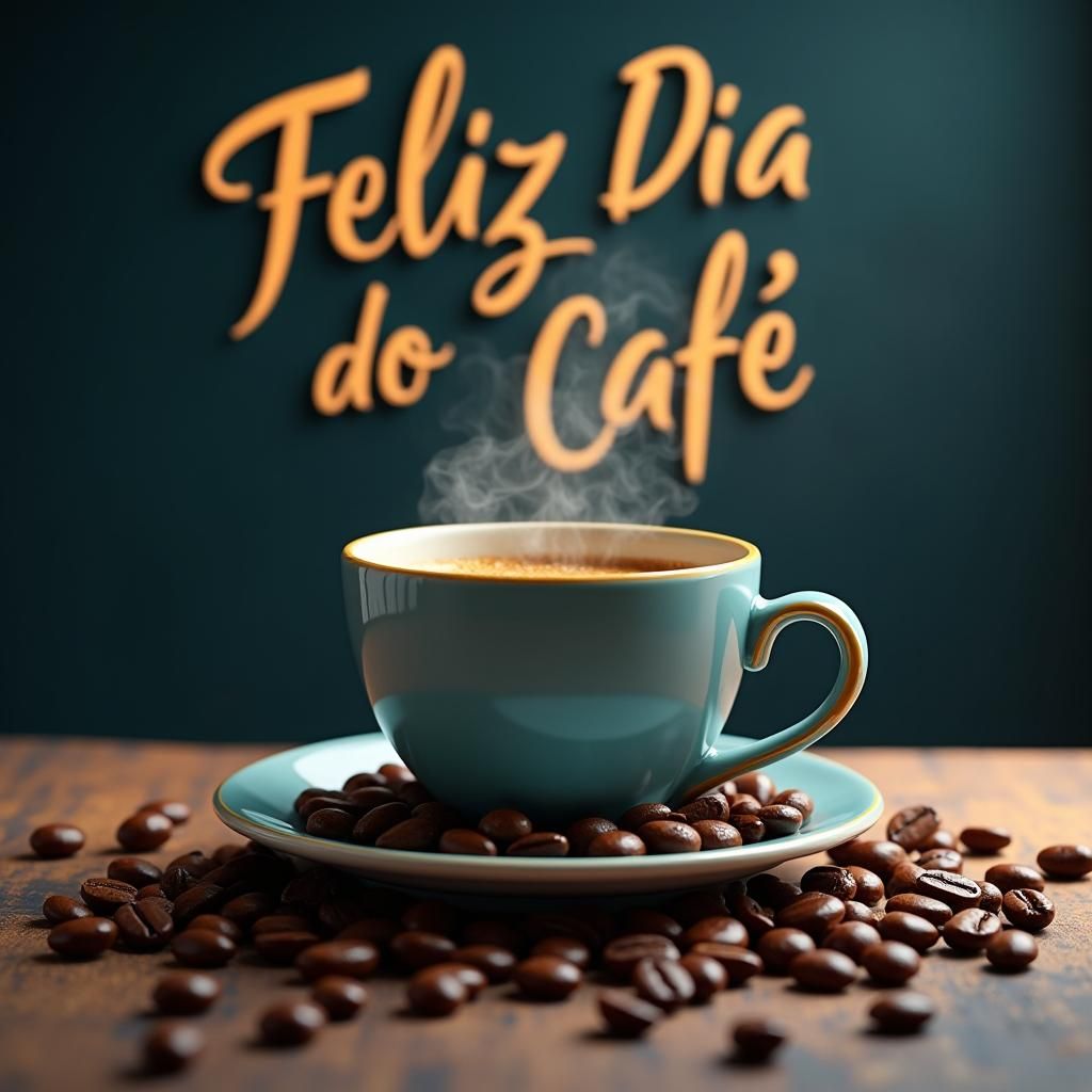 Coffee Beans and Steaming Cup: Digital Art