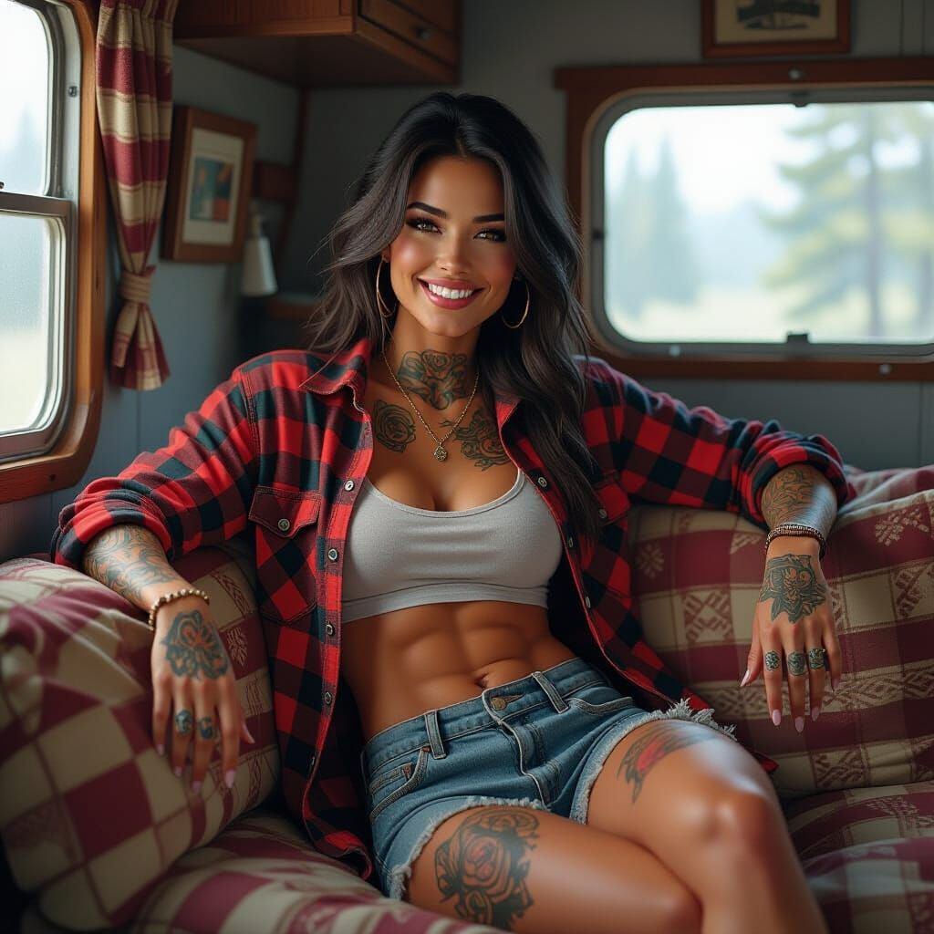 Tattooed Woman in Trailer: A Digital Matte Painting