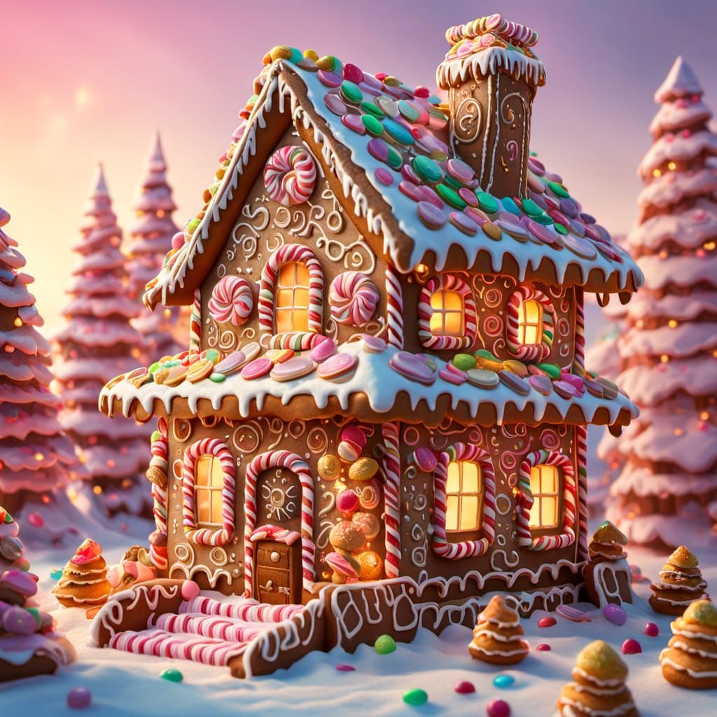Whimsical Gingerbread House of Cookies and Candy in Fantasy ...