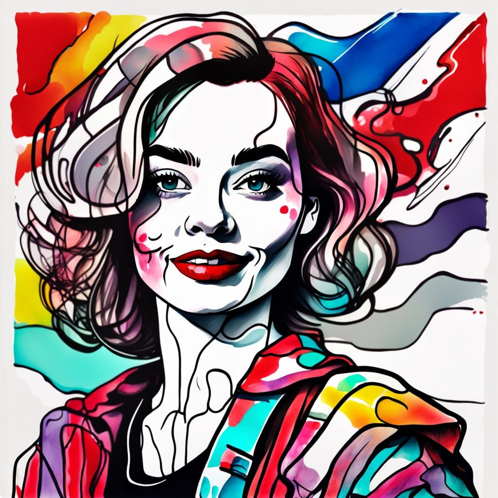 Alcohol Ink River in Cartoon Comic Style