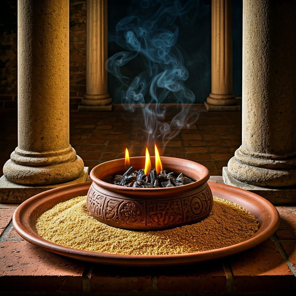 Sacred Incense on Balcony in Airbrushed Oil Painting Style