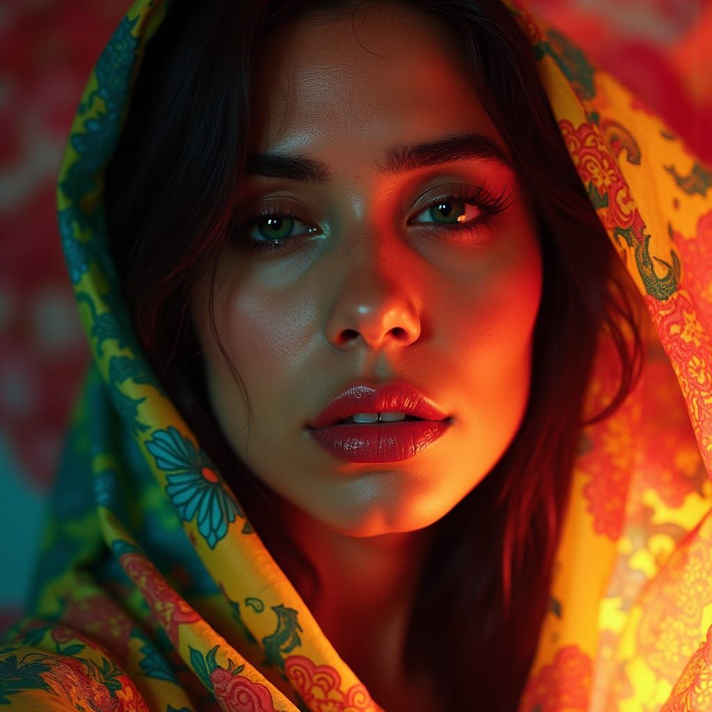 Indian Fortune Teller in Expressive Film Noir Style