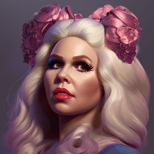 Hyperdetailed Portrait of Trixie Mattel in Art Nouveau Style