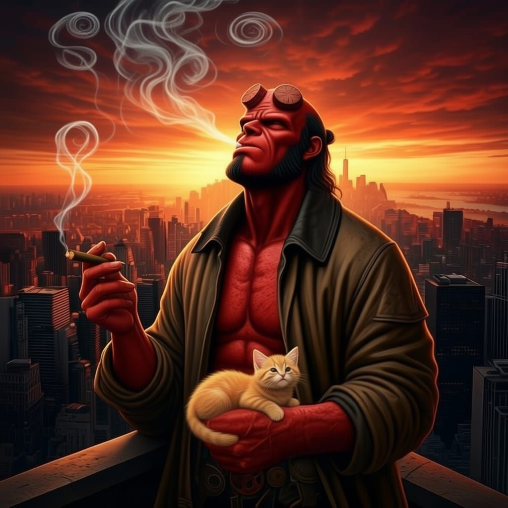 Man Blowing Smoke Rings with Cigar