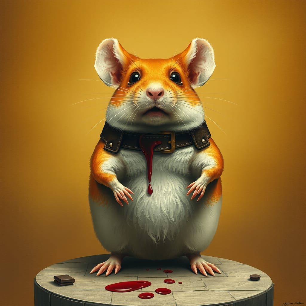 Hamster in Harness: Dark Surreal Biological Art