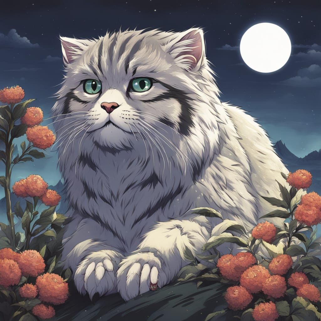 Manga-Inspired Pallas Cat Art in Anime Style