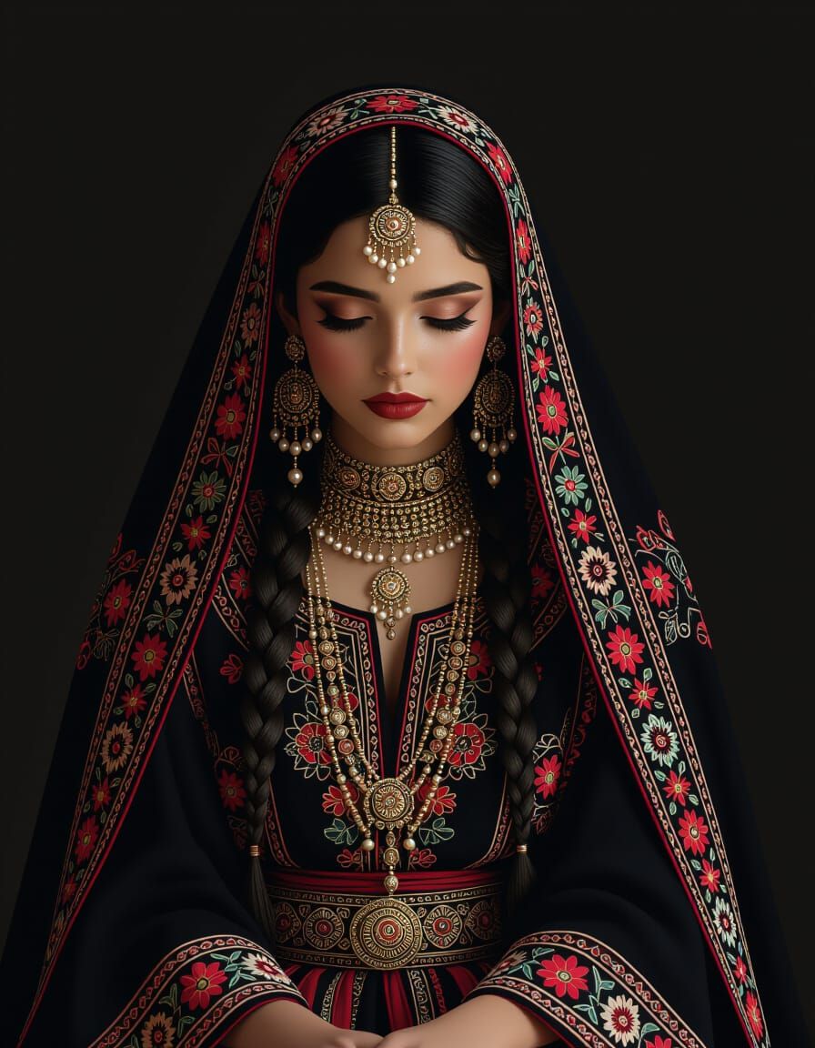 Gnawa Girl in Moroccan Attire, Smooth Digital Painting