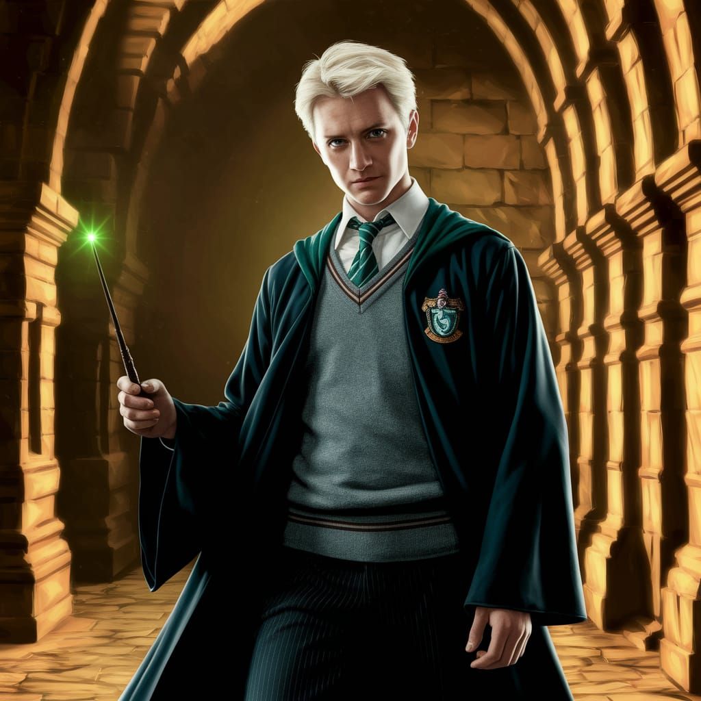Young Draco Malfoy at Hogwarts in Digital Art