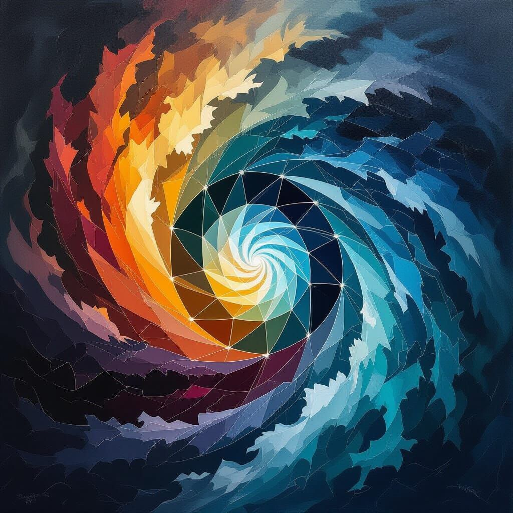 Hyperrealistic Vortex of Memories Forms a Story