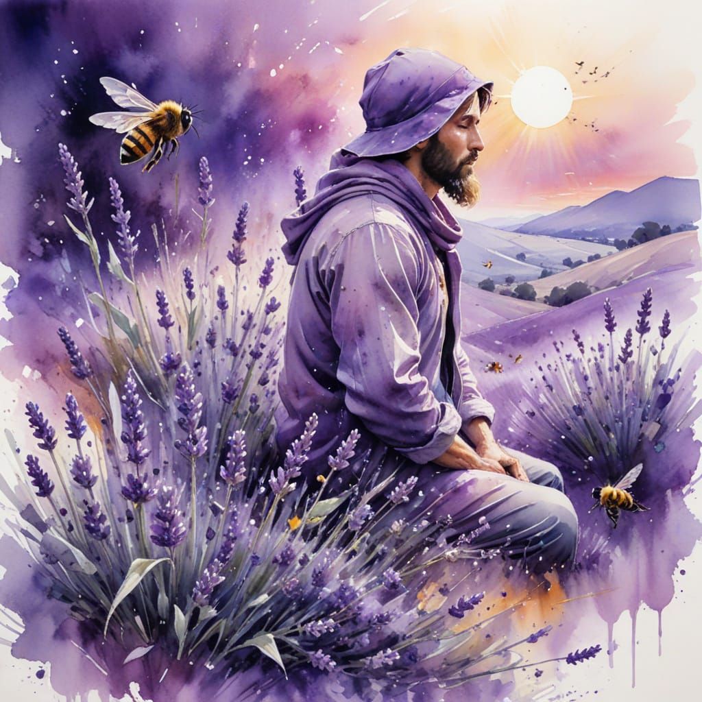 Lavender Plateau: Summer Afternoon in Watercolor