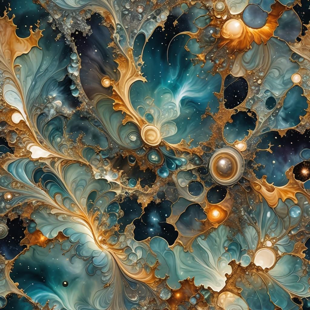 Cosmic Nova Collage: Abstract Fractal Art