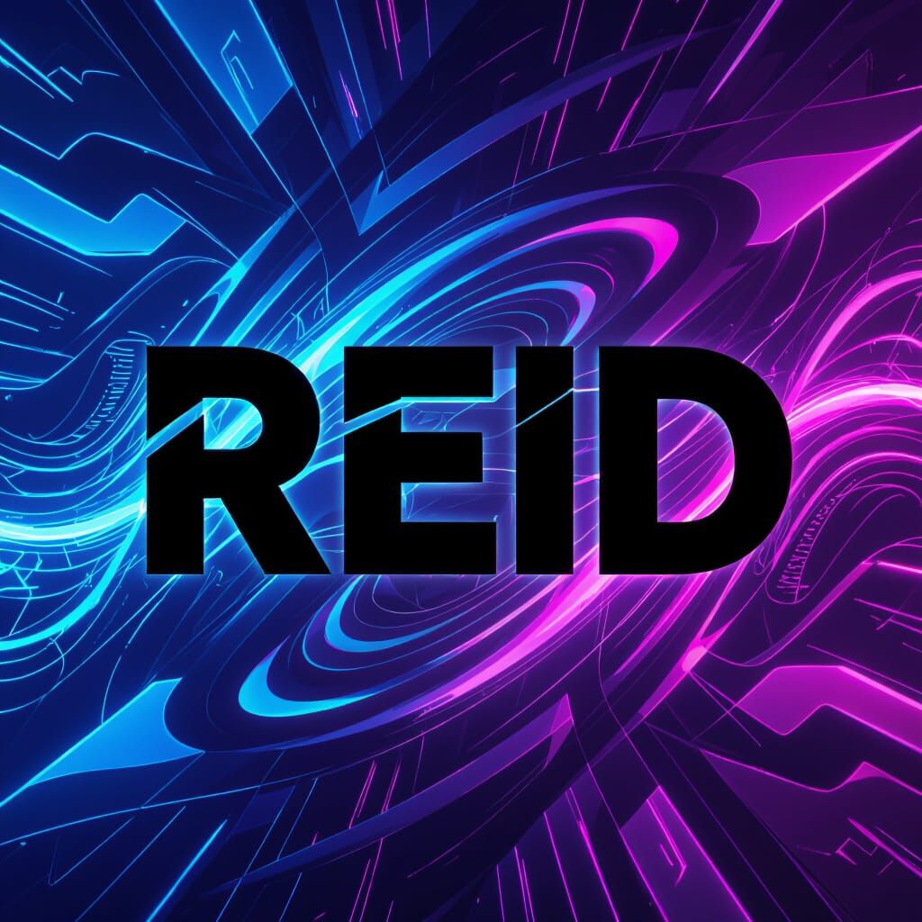 Dynamic Abstract Background with Bold Black 'Reid' Text