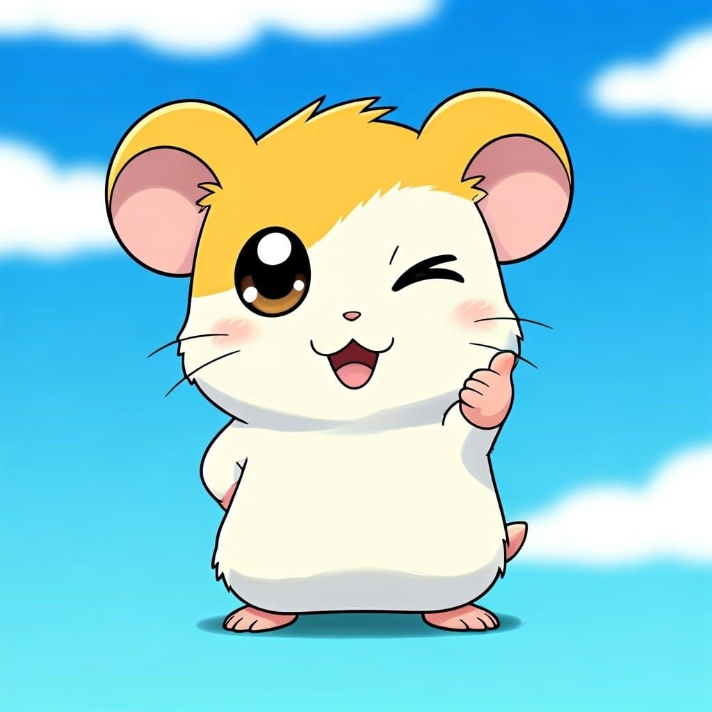 Adorable Hamtaro Smizes in Vibrant Kawaii Style