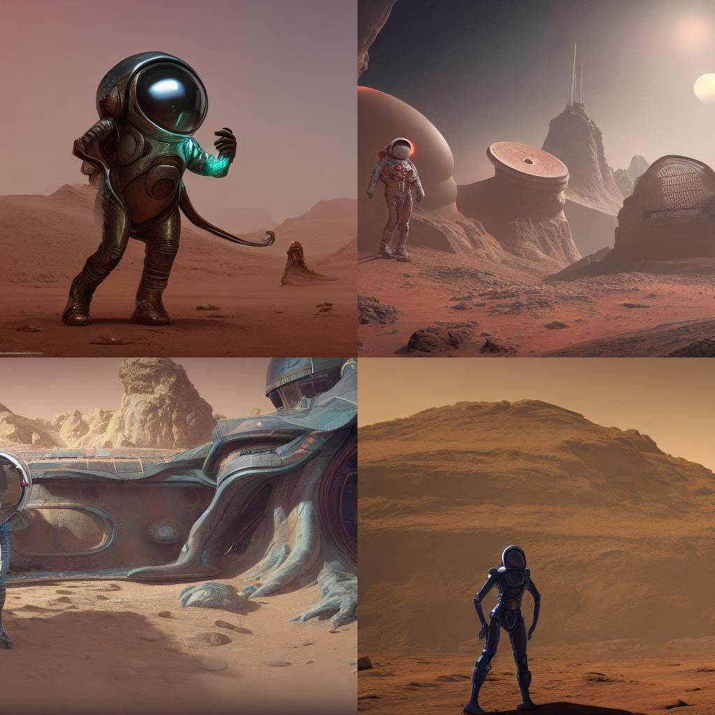 Martian House Encountered by Astronaut, Detailed Matte Paint...