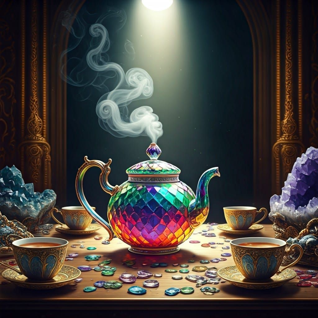 Grand Crystal Teapot in Opulent Iridescent Gold