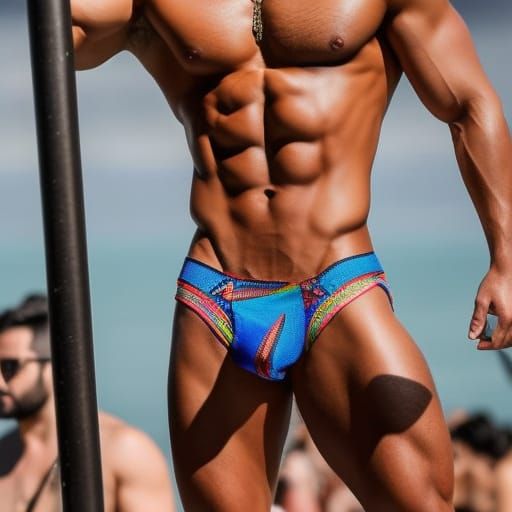 Muscular Hunk Dances on Steel Pole: 8K Art