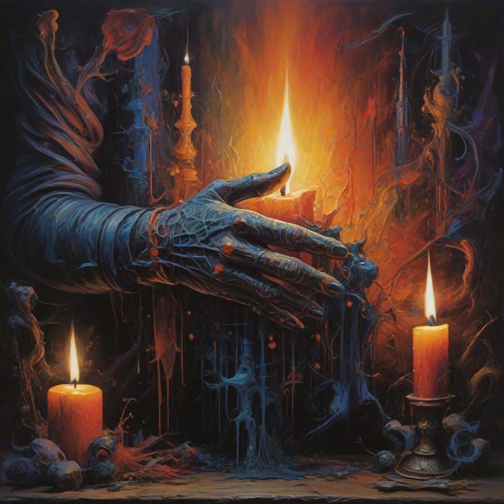 Magical Wizardry in Vibrant Abstract Oil Painting