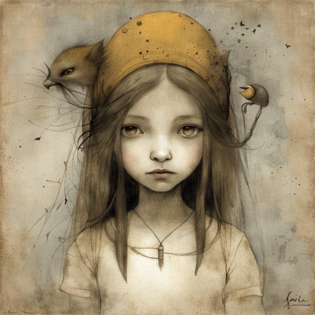 Whimsical Girl in Fairytale Art Style