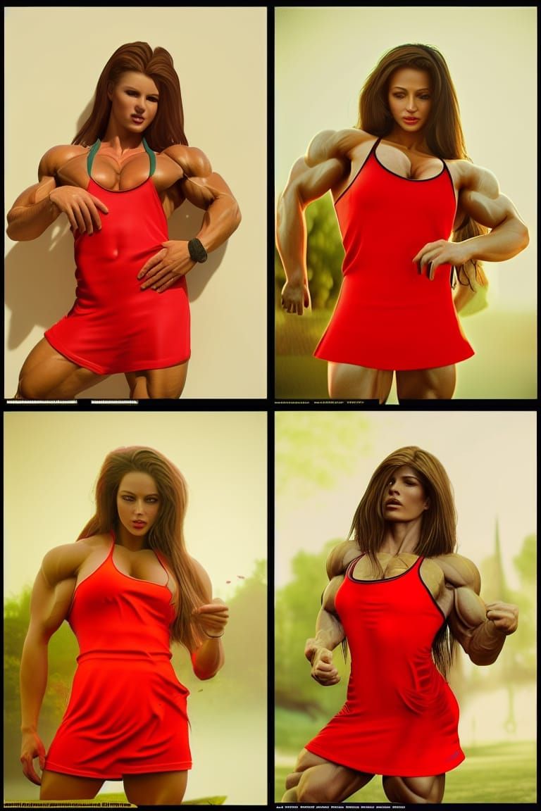 Muscle Women Enjoying a Park in a Renaissance Style