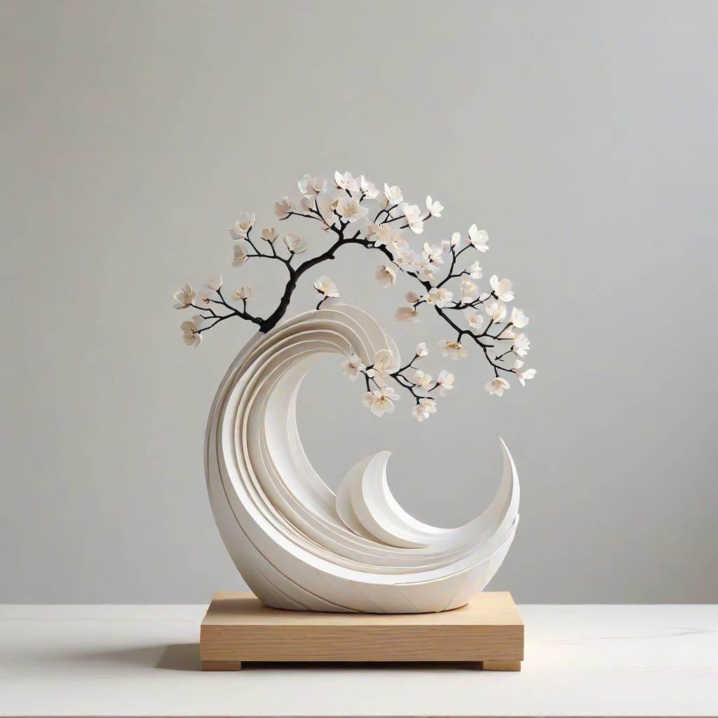 Surreal Sakura Waves in Minimalist Zen Style