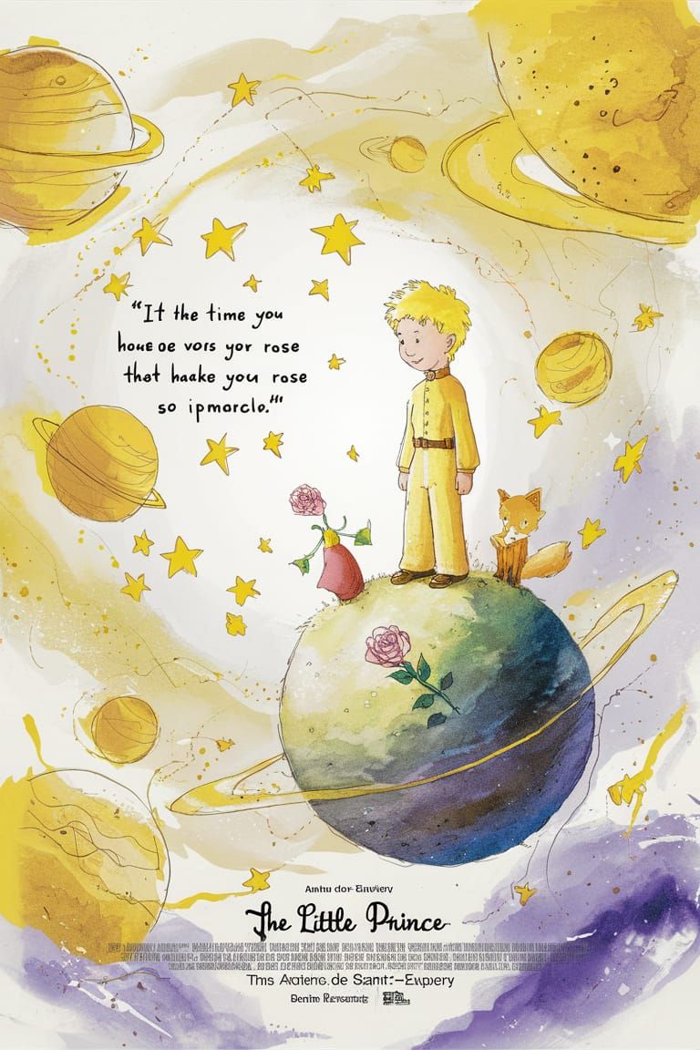 The Little Prince Movie Poster in Watercolour Style