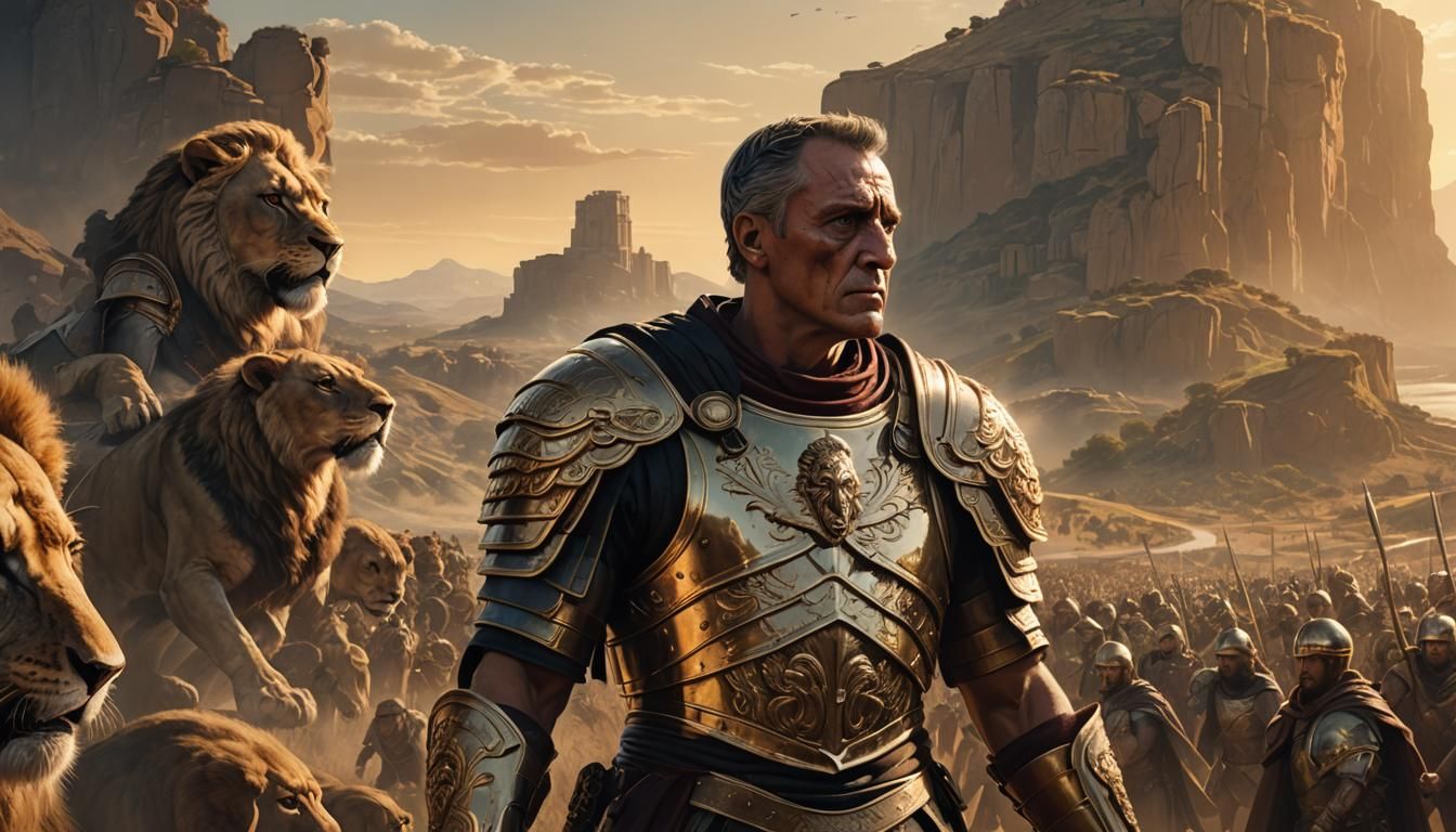 Julius Caesar Planning Strategy: Hyperrealistic Concept Art