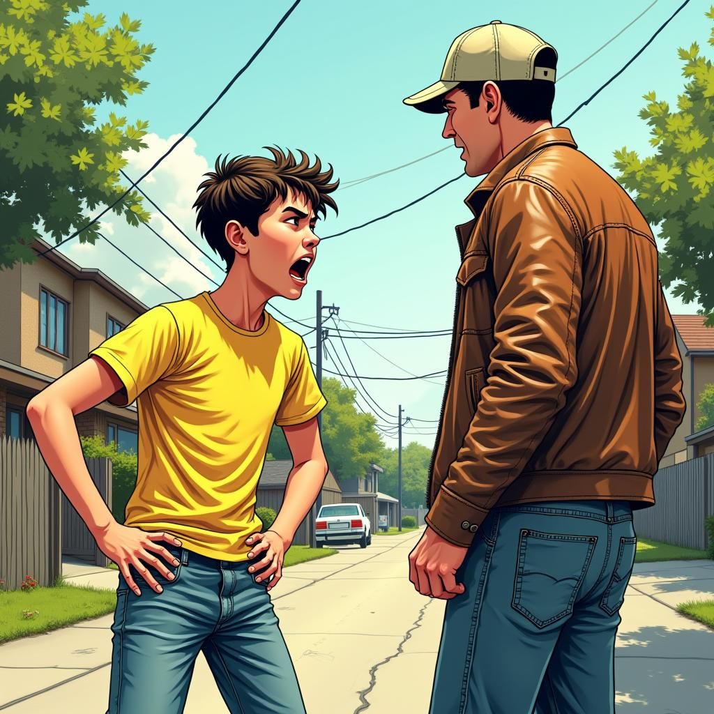 Boy Yelling in Comic Book Style Illustration