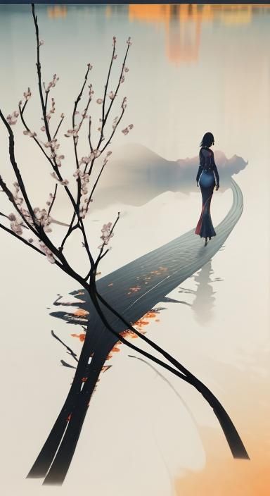 Woman Walks on Water: Fantasy Art in 8K