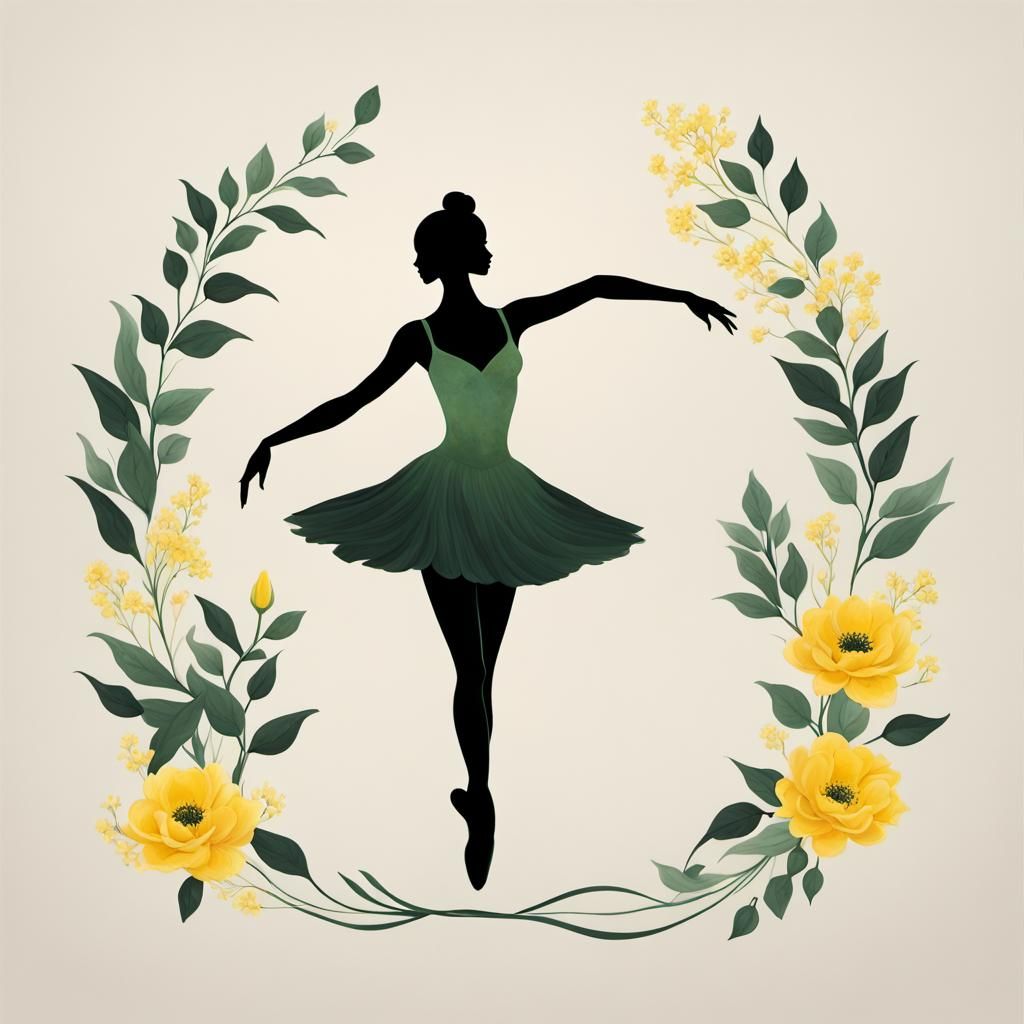 Ballerina Silhouette with Floral Accents