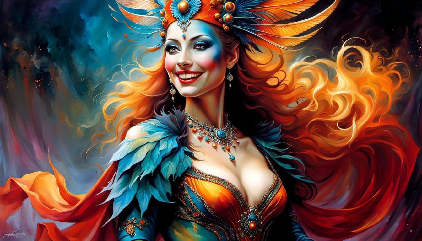 Colorful Body Paint Portrait in Bachelier Style