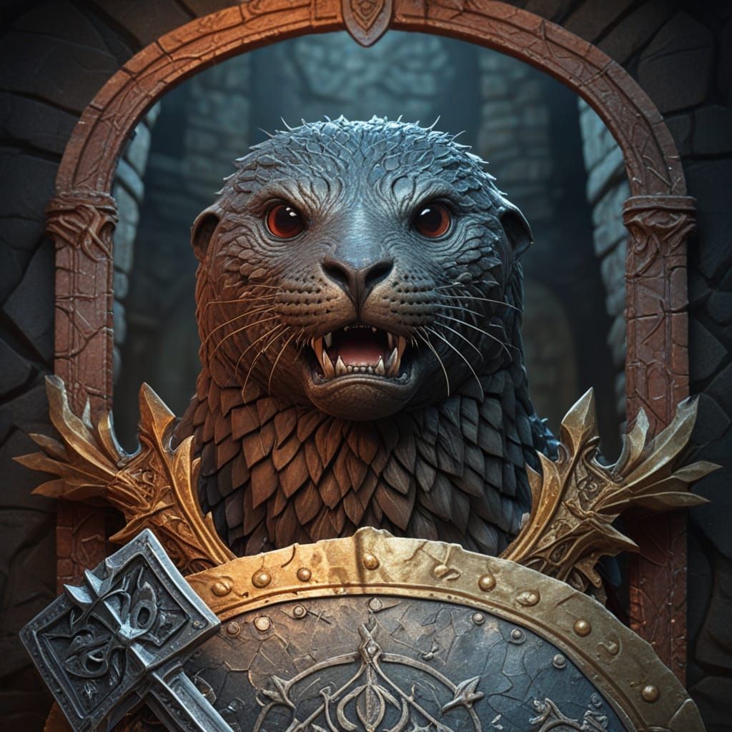 D&D Style Heraldic Seal with Sword and Dragon Scales