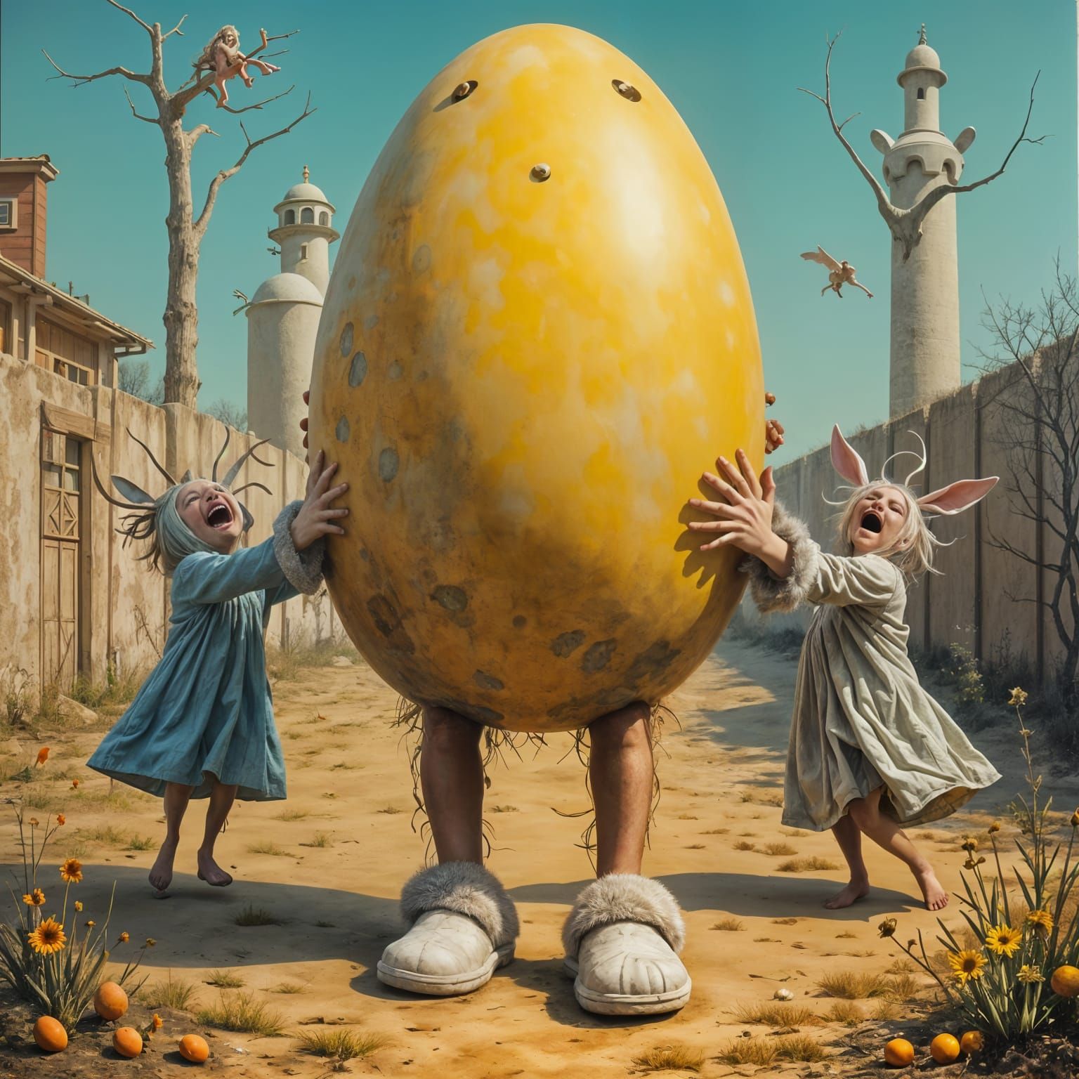 Surreal Grunge Folk Worship Eostre in a Dali-Inspired Meltin...