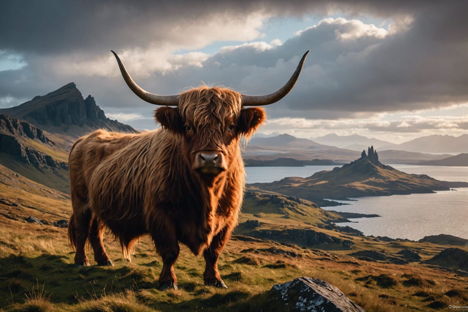Highland Cow Portrait near Old Man of Storr