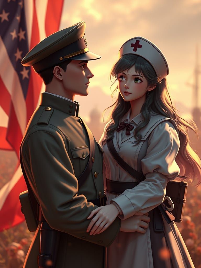 World War I Nurse and Soldier in Bittersweet Farewell