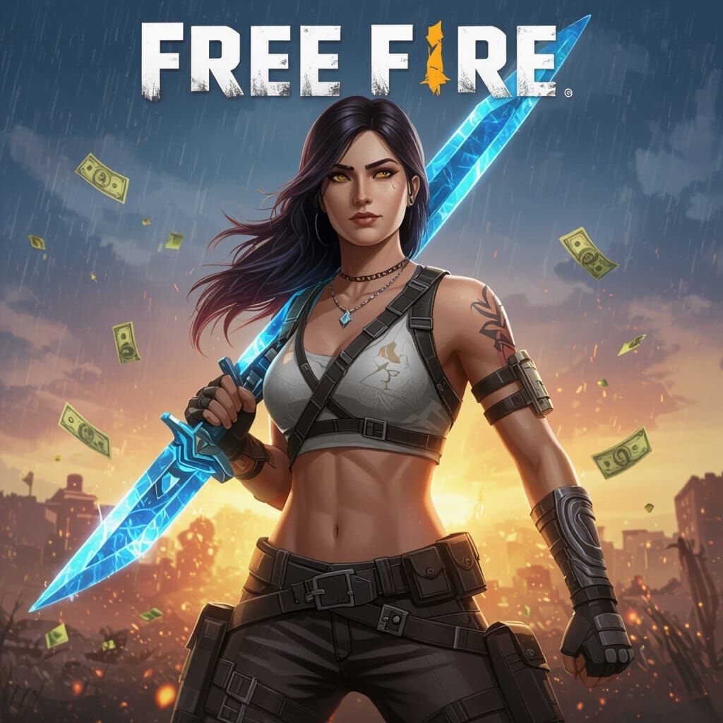Free Fire Player in Proud Pose with Game Profile