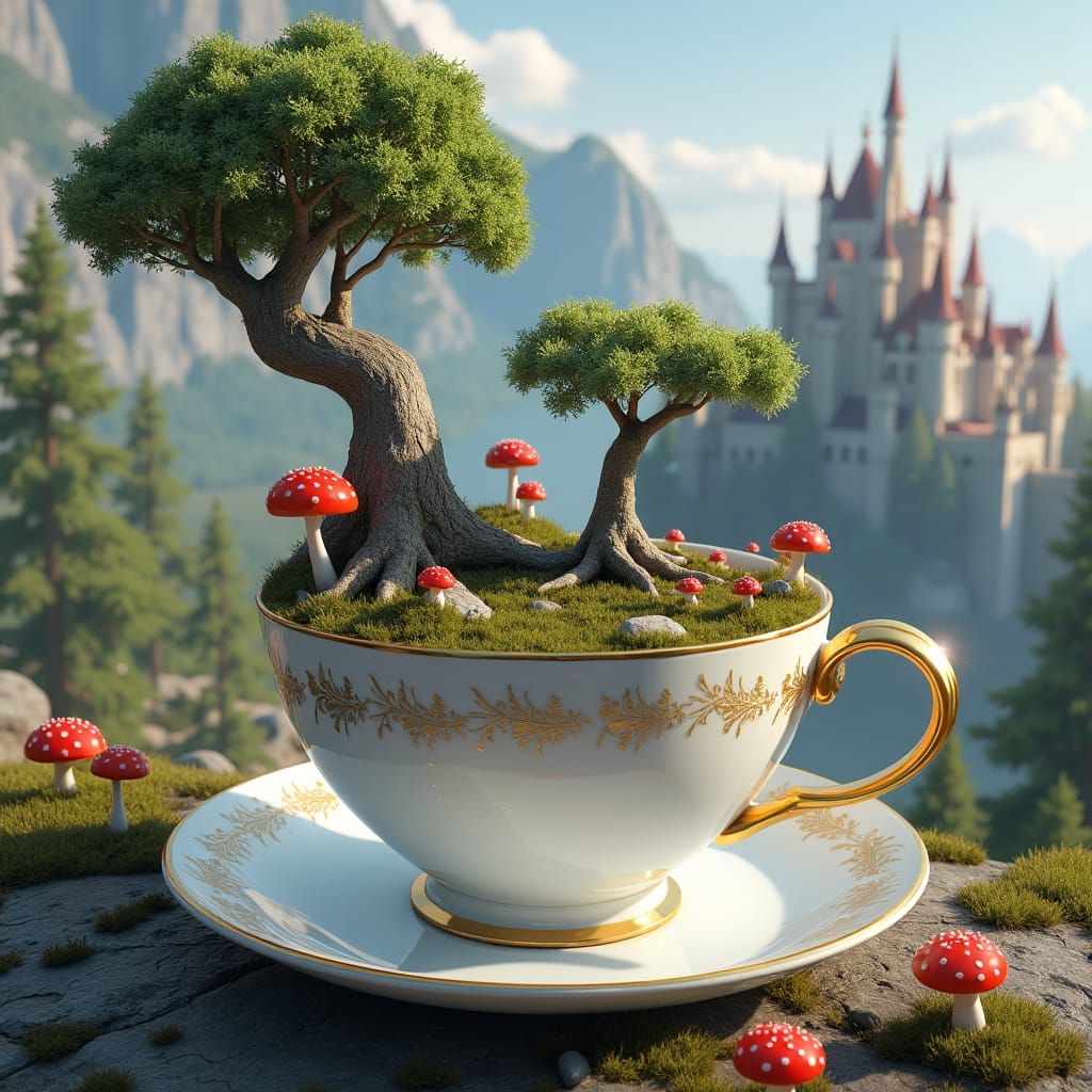 Floating Islands and Castle in Teacup Concept Art