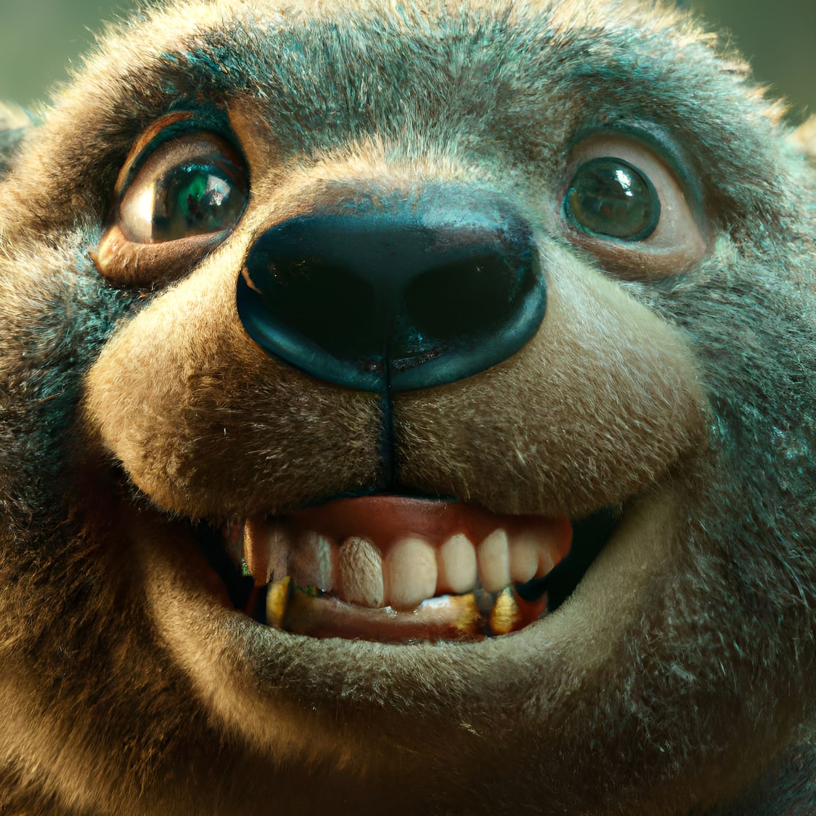 Adorable Smiling Toothless Bear 3D Render