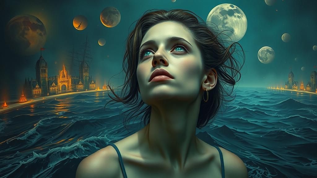 Surreal Torment: Woman Lost in Dreamlike World