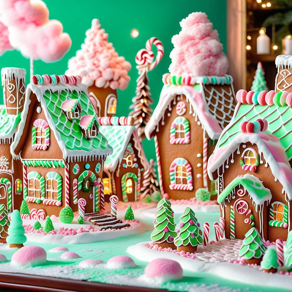 Magical Gingerbread Village in Hyperrealistic Style